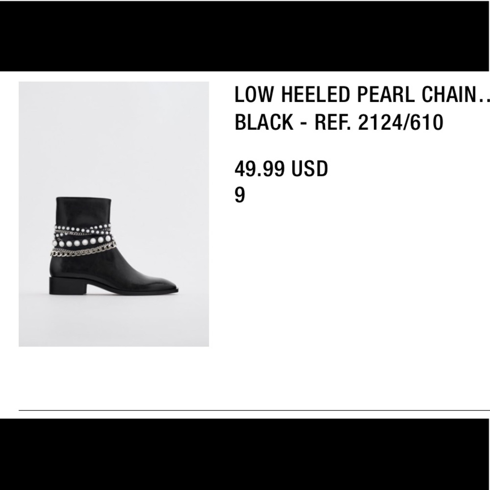 Low heel pearl chain boot